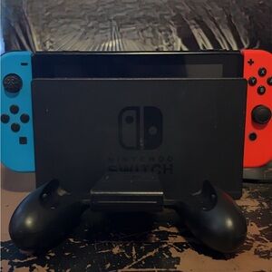 Nintendo Switch Console with Neon Blue and Red Joy-Con